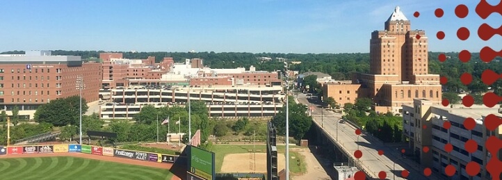 Aerial view of Akron, OH