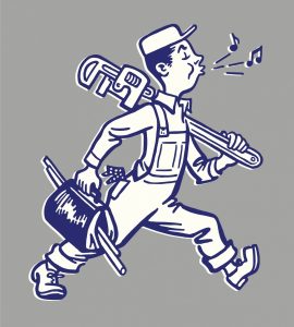 vintage-style-illustration-of-a-whistling-plumber-with-an-oversized-wrench